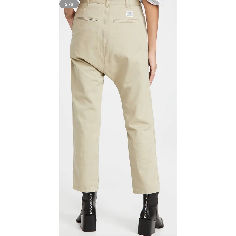 Denimist Chino Drop Crotch Pants in Khaki sz 27